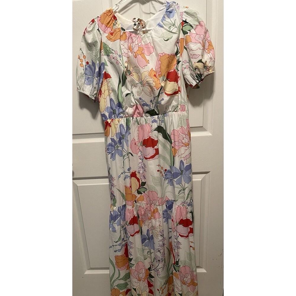 SugarLips Juliet Floral Garden Becca Tiered Maxi Dress White Multi Ladies Large